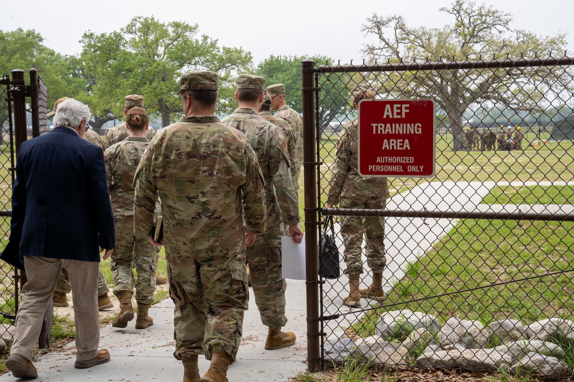 Leadership from the 81st Training Wing and 81st Training Group tour the Air Expeditionary Force training area during the 81st TRG Immersion Tour at Jones Hall on Keesler Air Force Base, Mississippi, April 4, 2023.