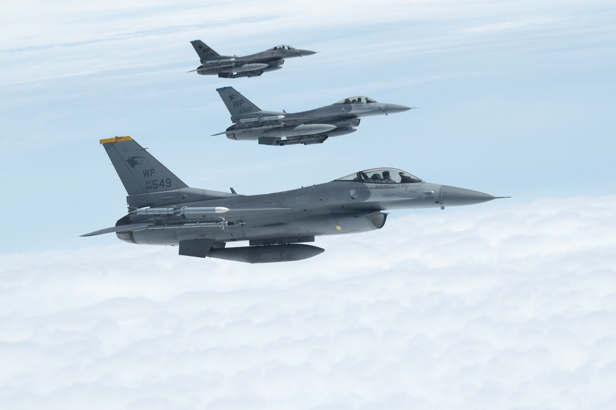 Three jets fly in formation
