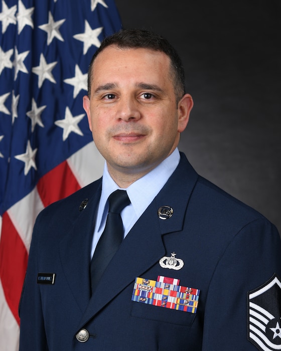 Official photo of TSgt Lencys Esteban-Nunez, saxophonist with the Falconaires and Concert Band, two of nine ensembles in the United States Air Force Academy Band, Peterson AFB, CO.