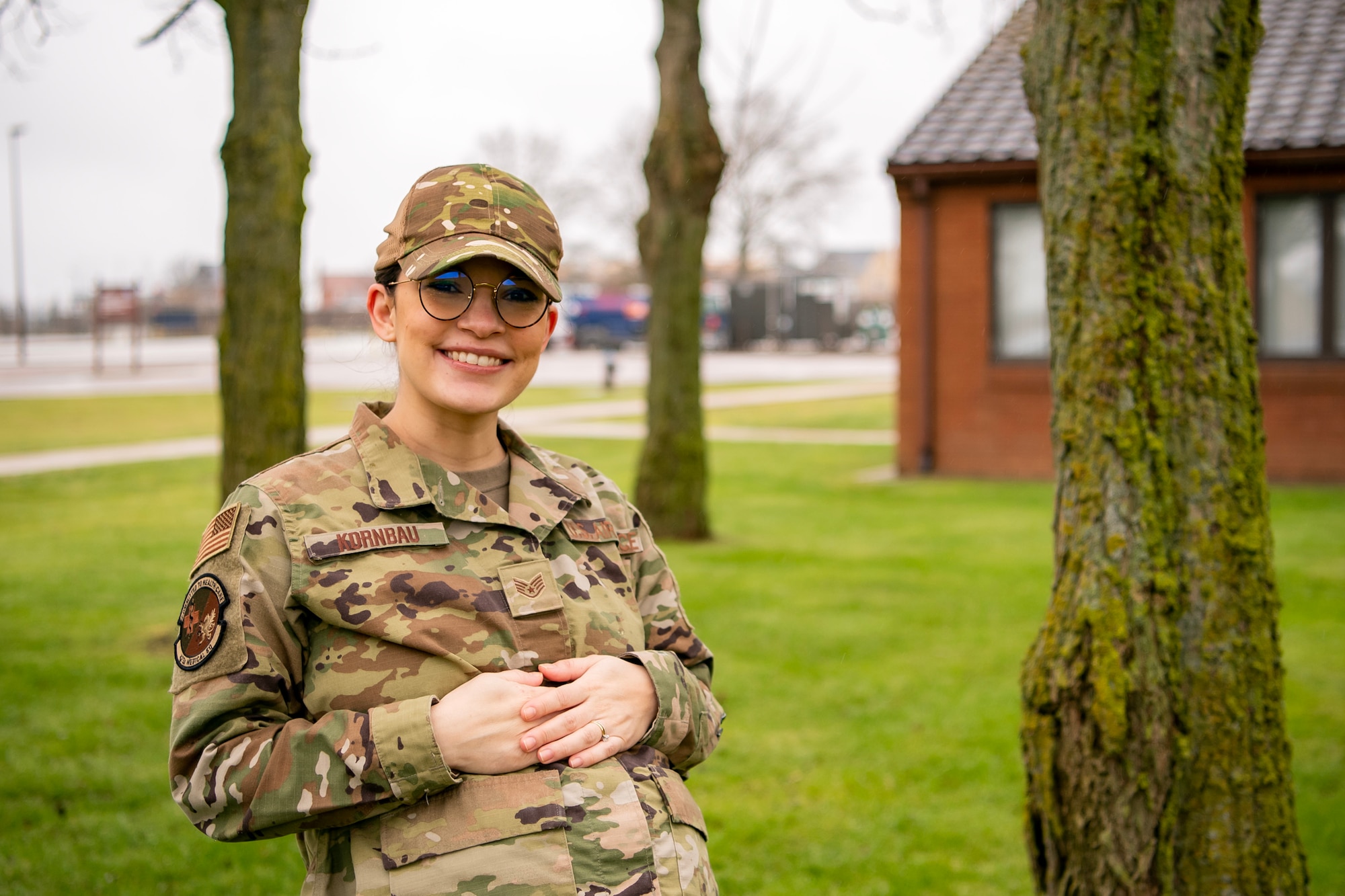 U.S. Air Force Staff Sgt. Shae Kornbau, 423d Medical Squadron NCO in charge of Preventative Dentistry, poses for a phot at RAF Alconbury, England, March 7, 2023. This photo is part of a project to highlight female Airmen from across the wing in honor of Women's History Month. (U.S. Air Force photo by Staff Sgt. Eugene Oliver)