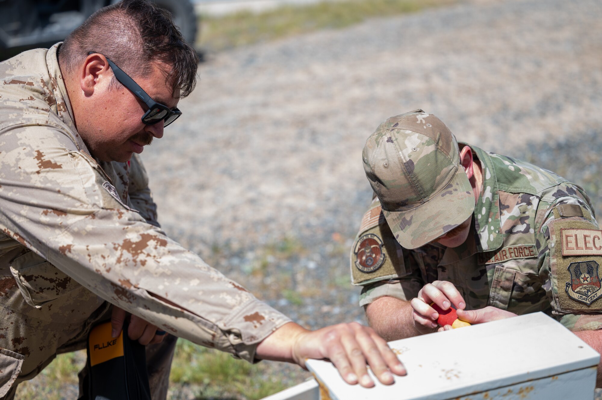 Members of the U.S. Air Force’s 386th Expeditionary Civil Engineer Squadron and the Canadian Armed Forces’ Operational Support Hub-South West Asia engaged in a personnel exchange, allowing their members to work together and gain a better understanding of how each force operates.