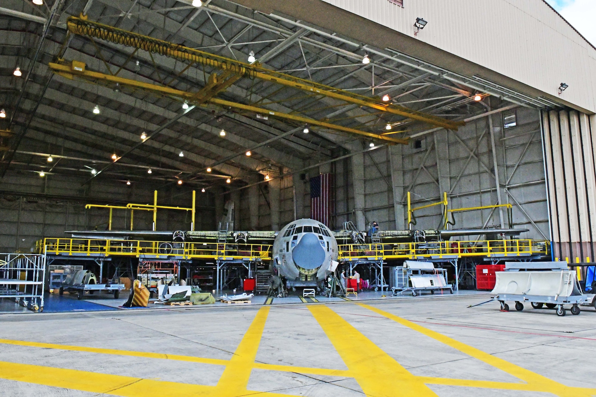 Aircraft in hangar