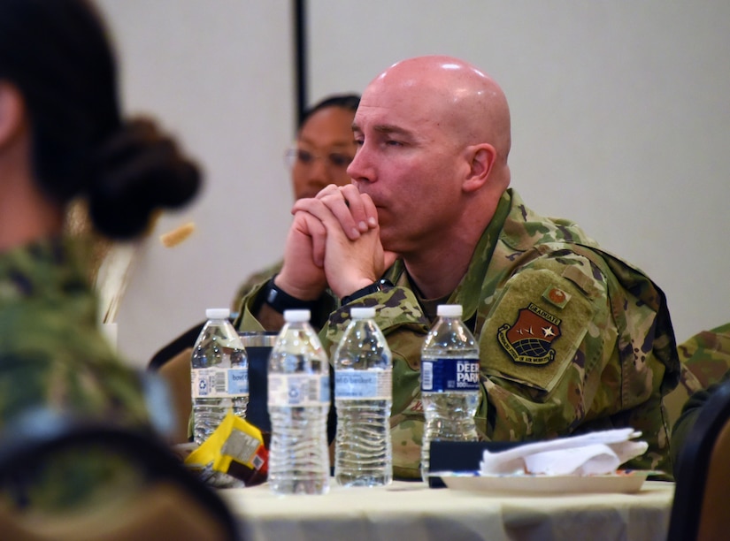 U.S. Air Force Col. Robert D. McAllister, 87th Air Base Wing vice commander, attends the Women’s Empowerment forum on Joint Base McGuire-Dix-Lakehurst, N.J., Apr. 3, 2023. Joint Base McGuire-Dix-Lakehurst hosted the Women’s Empowerment forum on April 3rd, as a part of wrapping up Women’s History Month, observed in March. The Women’s Empowerment forum is an inclusive and collaborative space for military and civilian women and supporters to connect and engage with each other. (U.S. Air Force photo by Daniel Barney)