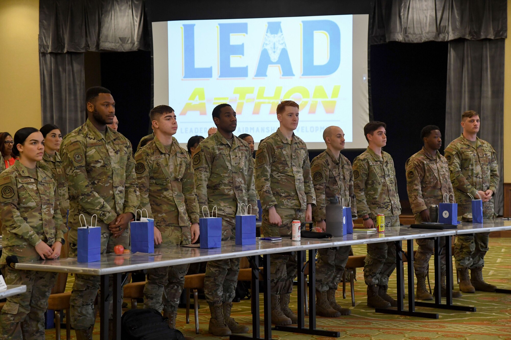 Keesler personnel attend LEAD-a-thon inside the Bay Breeze Event Center at Keesler Air Force Base, Mississippi, April 4, 2023.