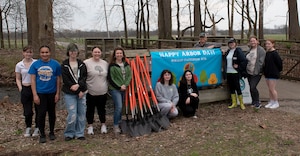 Students from the Fairborn High School Environmental Club pose for a group photo