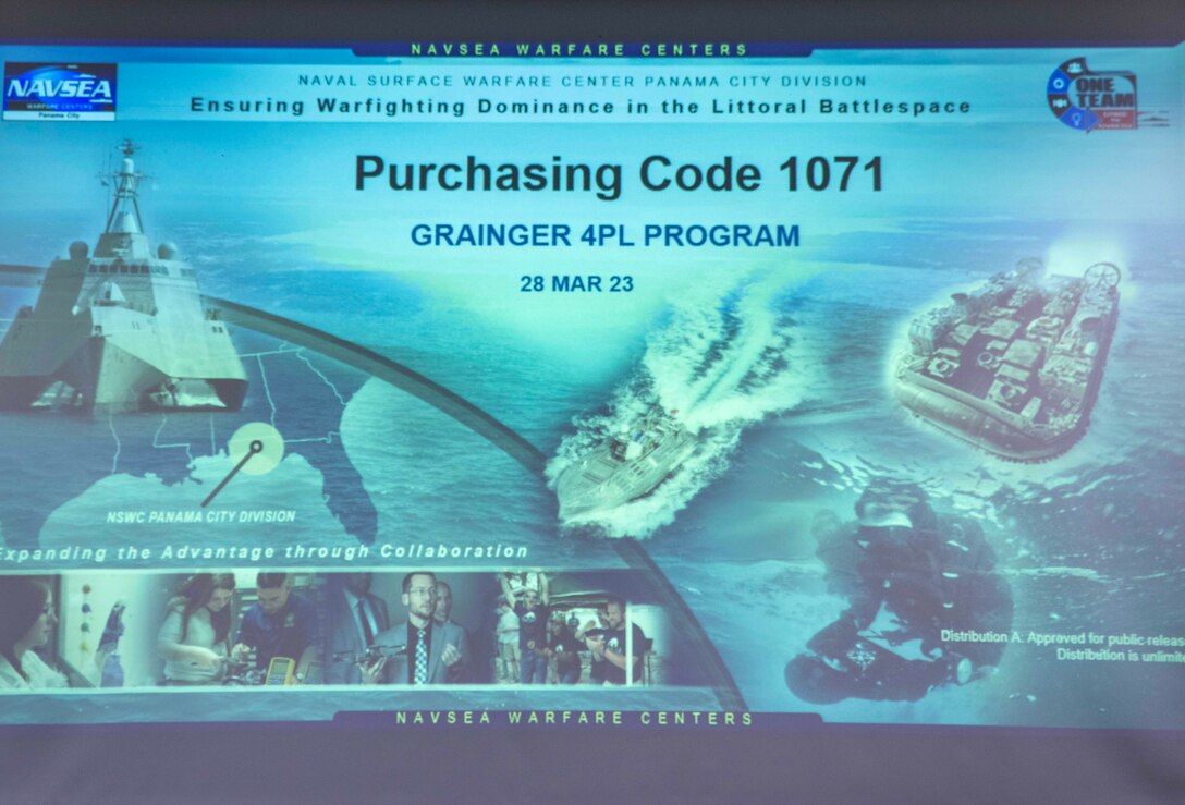 Naval Surface Warfare Center Panama City Division (NSWC PCD) Purchasing Branch in coordination with NSWC PCD Science and Technology Department rolls out the Grainger Fourth Party Logistics Program, March 28. This program has been used by many general fund commands, but this is the first time it has been rolled out at a working capital command like NSWC PCD. (U.S. Navy photo by Eddie Green)