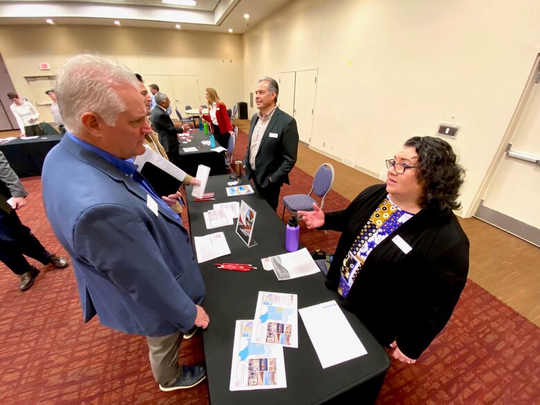 Representatives from regional large and small businesses speak with U.S. Army Corps of Engineers-Albuquerque District personnel about USACE projects during a Business Opportunities Open House at the Albuquerque Convention Center, March 30, 2023.