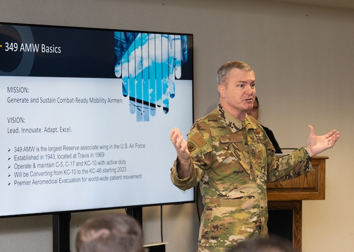 The 349th Air Mobility Wing teamed up with the Employer Support of the Guard and Reserve to sponsor a Boss Lift for Reserve Citizen Airmen’s employers at Travis Air Force Base, April 1, 2023.