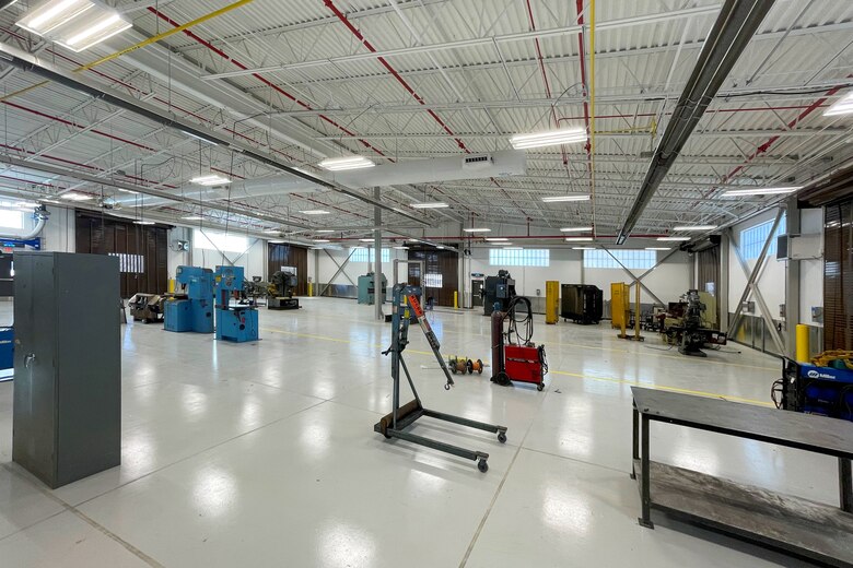 Equipment is seen in the newly opened Army Field Support Battalion maintenance building
