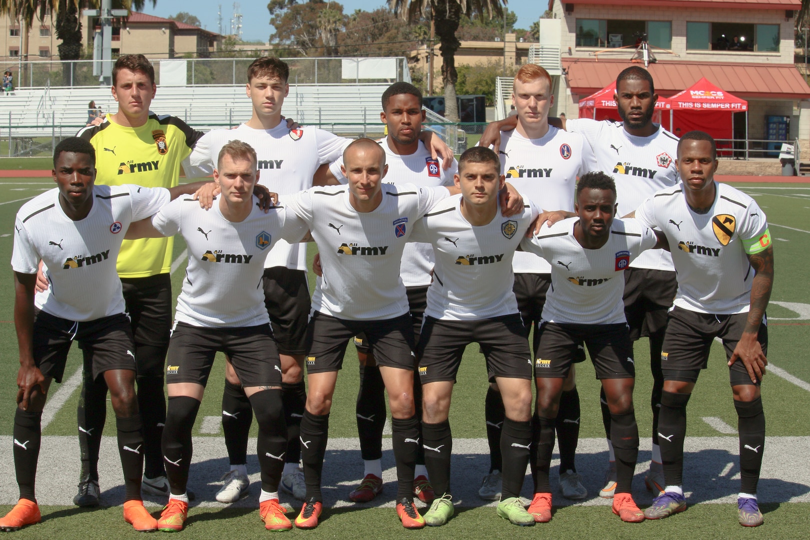 Match 3 featuring Army v Navy of the 2023 Armed Forces Men’s Soccer Championship held at the Paige Fieldhouse Marine Corps Base Camp Pendleton, California on 7 April 2023.  The Armed Forces Men's Soccer Championship hosted by Marine Corps Base Camp Pendleton, California from April 4-11.  The Armed Forces Championship features teams from the Army, Marine Corps, Navy (with Coast Guard runners), and Air Force (with Space Force Runners).  Department of Defense Photo by Mr. Steven Dinote - Released.