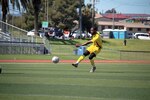 Army Private 1st Class Devante Blake of Joint Base Lewis-McChord, Wash. scores the winning goal of match 6 featuring USAF v Army of the 2023 Armed Forces Men’s Soccer Championship held at the Paige Fieldhouse Marine Corps Base Camp Pendleton, California on 9 April 2023.  The Armed Forces Men's Soccer Championship hosted by Marine Corps Base Camp Pendleton, California from April 4-11.  The Armed Forces Championship features teams from the Army, Marine Corps, Navy (with Coast Guard runners), and Air Force (with Space Force Runners).  Department of Defense Photo by Mr. Steven Dinote - Released.