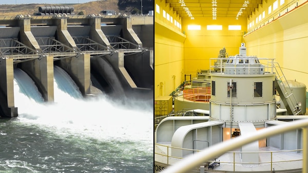 photo of ice harbor spillway and photo of ice harbor powerhouse