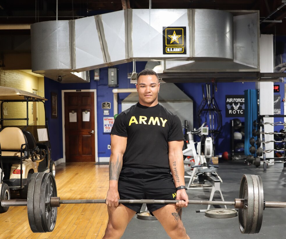 Army Cadet Blake Embry, a Kentucky Army National Guard Soldier and University of Kentucky ROTC Cadet, made history by setting the Mississippi bench-press record in February 2023.