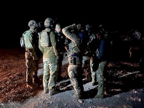 The 422d Test and Evaluation Squadron Command and Control Division integrated with Tactical Air Control Party and Pararescue Jumper forces to execute non-traditional Reconnaissance and Personnel Recovery operations during Black Flag 23-1 at Nellis Air Force Base, Nevada, Feb. 23, 2023. The air team on the C-17 employed Weapons Directors and an Air Battle Manager, typically found in a ground-based Control and Reporting Center or Airborne Warning and Control System, to manage the air war with multiple Joint fighter aircraft. (U.S. Air Force courtesy photo)