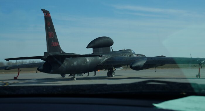 A U.S. Air Force U-2 Dragon Lady taxis on the flightline during Dragon Flag EAST, April 1, 2023, at Offutt Air Force Base, Nebraska.