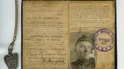 Official Credentials for CID Investigator during World War I