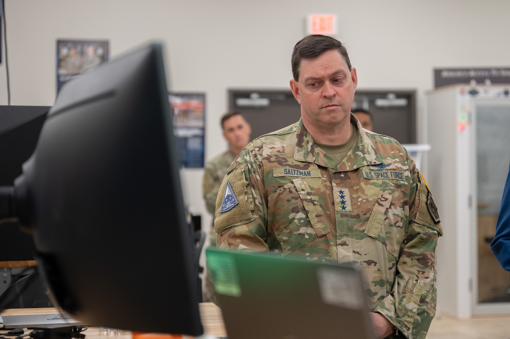 Chief of Space Operations Gen. Chance Saltzman tours The Forge at Patrick Space Force Base, Fla., Apr. 10, 2023. The Forge is a spark cell; an innovation and technology hub. (U.S. Space Force photo by Senior Airman Dakota Raub)