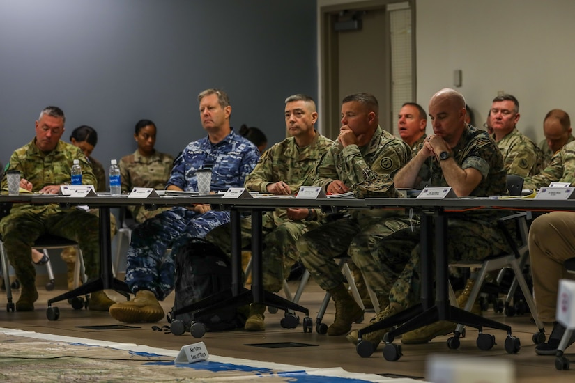 Leaders attend the senior leader forum as part of Pacific Joint Allied Sustainment System (JASS) strategic-level discussion. JASS allows the Joint Force to assess sustainment feasibility, Joint Prioritization, mutual support to and from Partners and Allies, explore the inherent trade-offs and associated risks to challenge assumptions of availability.