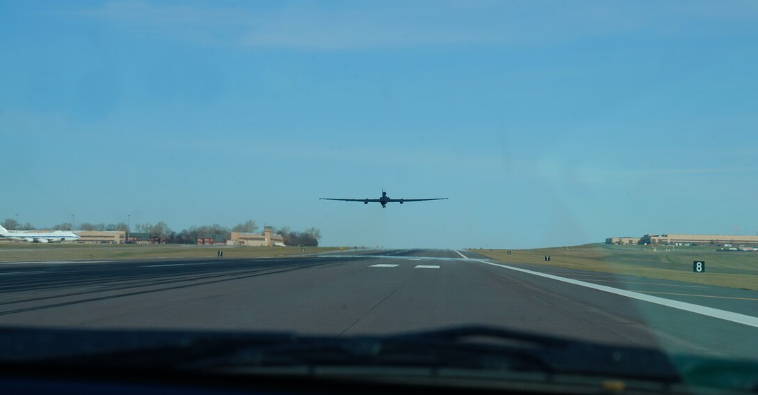 A U.S. Air Force U-2 Dragon Lady takes off during Dragon Flag EAST, April 1, 2023, at Offutt Air Force Base, Nebraska.