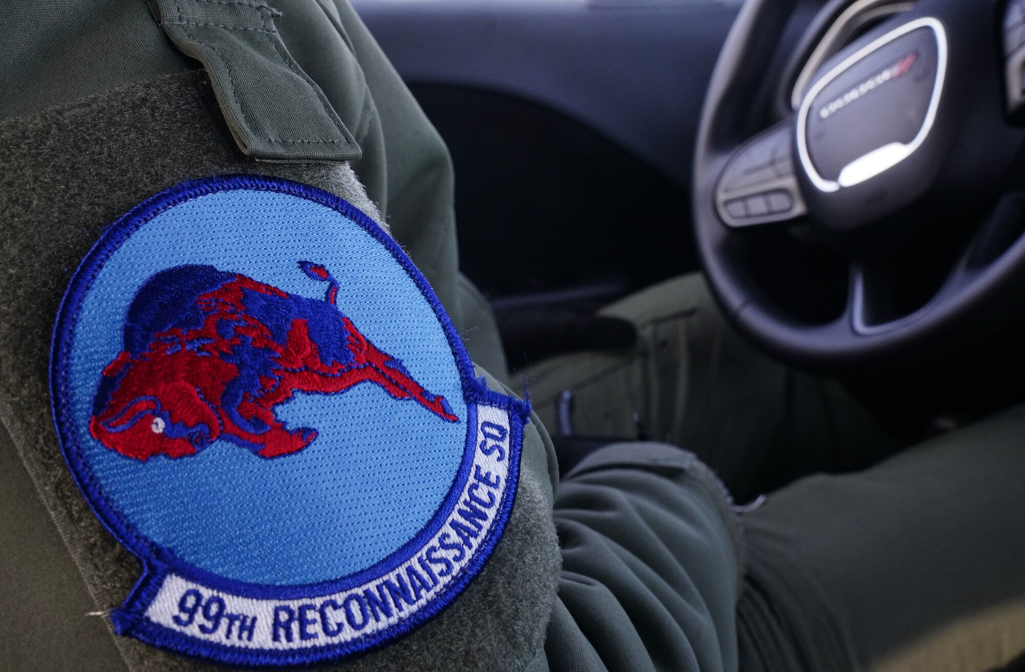 A U.S. Air Force 99th Reconnaissance Squadron U-2 Dragon Lady pilot waits in a chase car for a U-2 departure during Dragon Flag EAST, April 1, 2023, at Offutt Air Force Base, Nebraska.