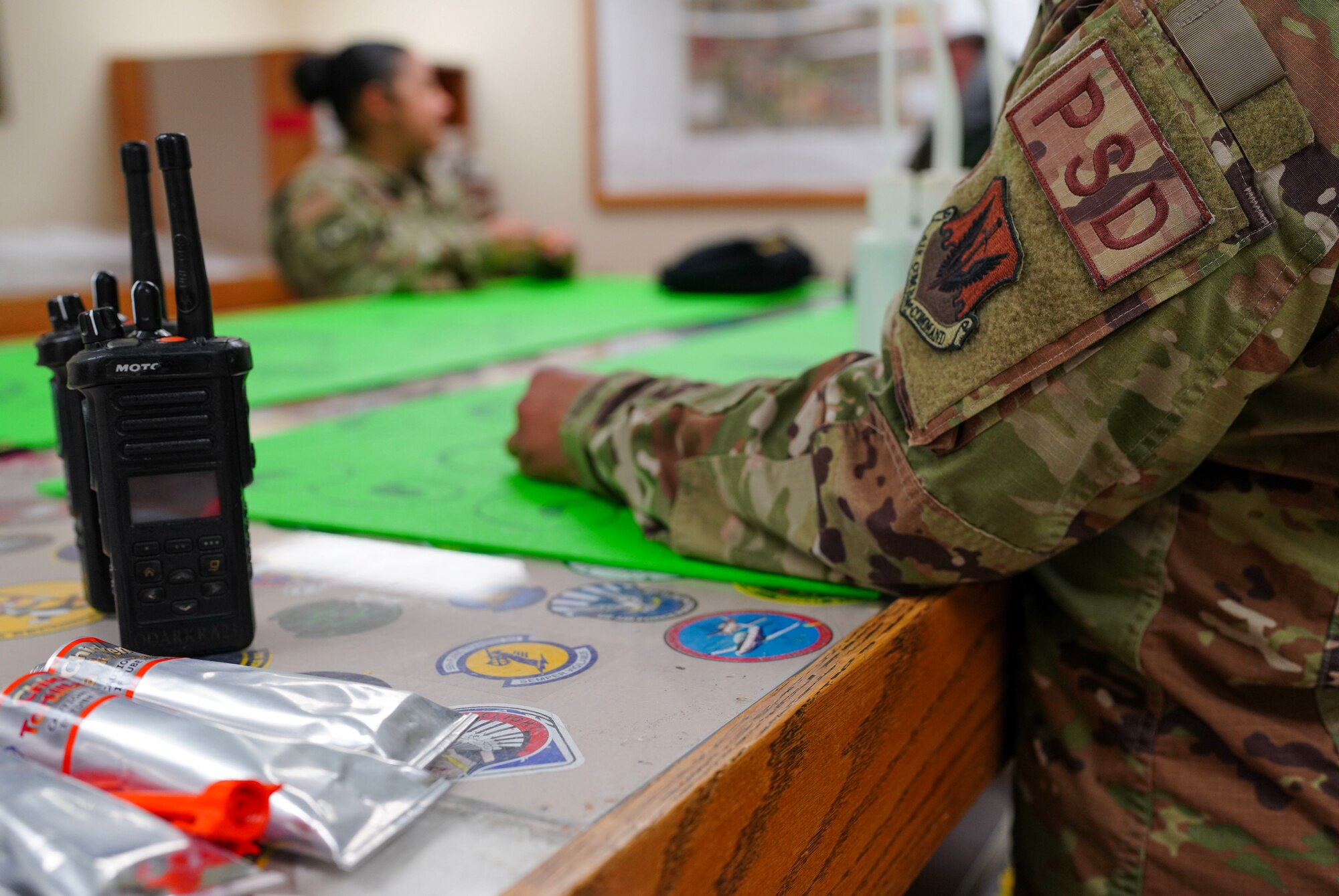 A U.S. Air Force 9th Physiological Support Squadron launch and recovery section supervisor prepares tube food, April 1, 2023, at Offutt Air Force Base, Nebraska.