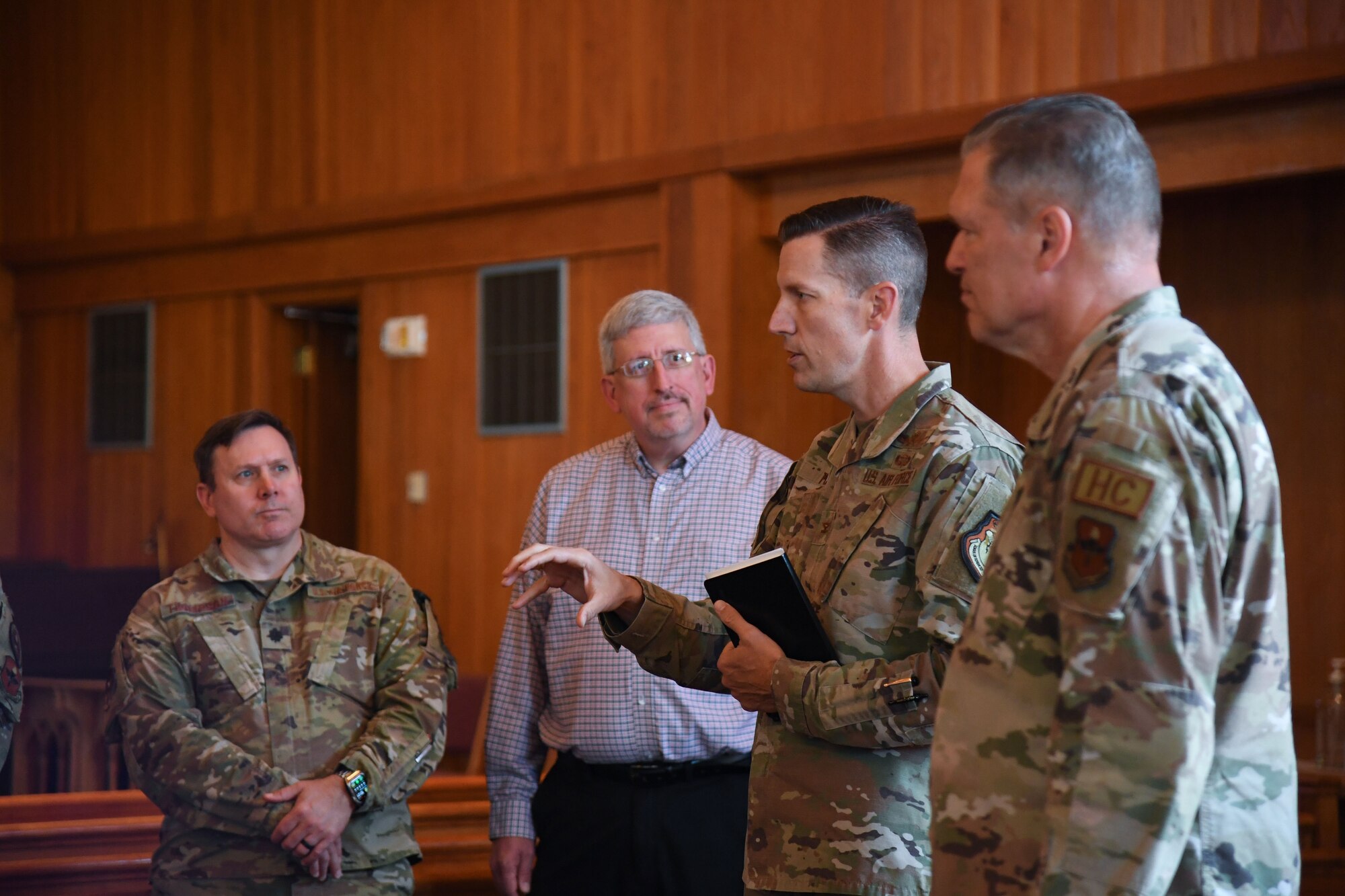 U.S. Air Force Col. Billy Pope, 81st Training Wing commander, visits the Triangle Chapel during the Wing Staff Agencies Immersion Tour at Keesler Air Force Base, Mississippi, April 11, 2023.