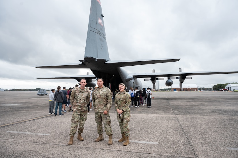 Connecticut Army and Air National Guard recruiters conduct a tour of a C-130H aircraft, October 12, 2022 at Bradley Air National Guard Base, East Granby, Conn. The tour highlighted aviation and support functions performed by members of the Connecticut Army and Air National Guard. (U.S. Air National Guard photo by Master Sgt. Tamara R. Dabney)