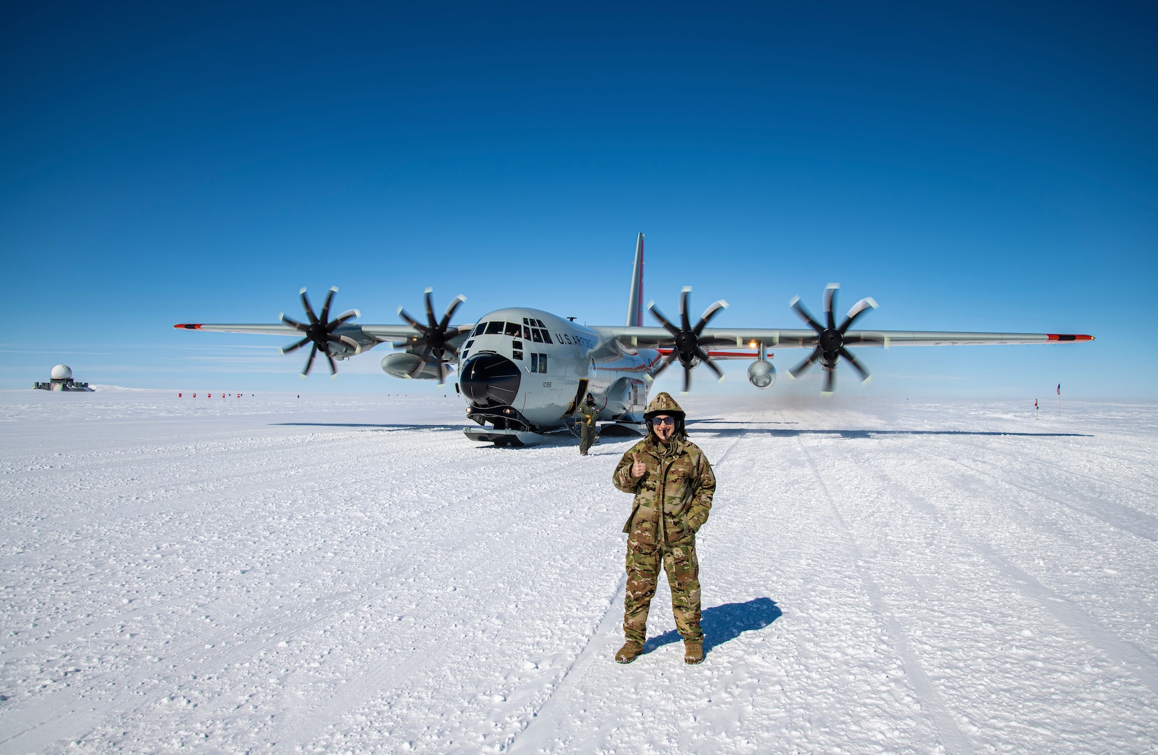 An Airman assigned to the 109th Airlift Wing participates in a training mission at Raven Camp in Greenland in June 3, 2021.  The New York Air National Guard's 109th operates in Greenland April-August each year to resupply the National Science Foundation and conduct polar operations training.