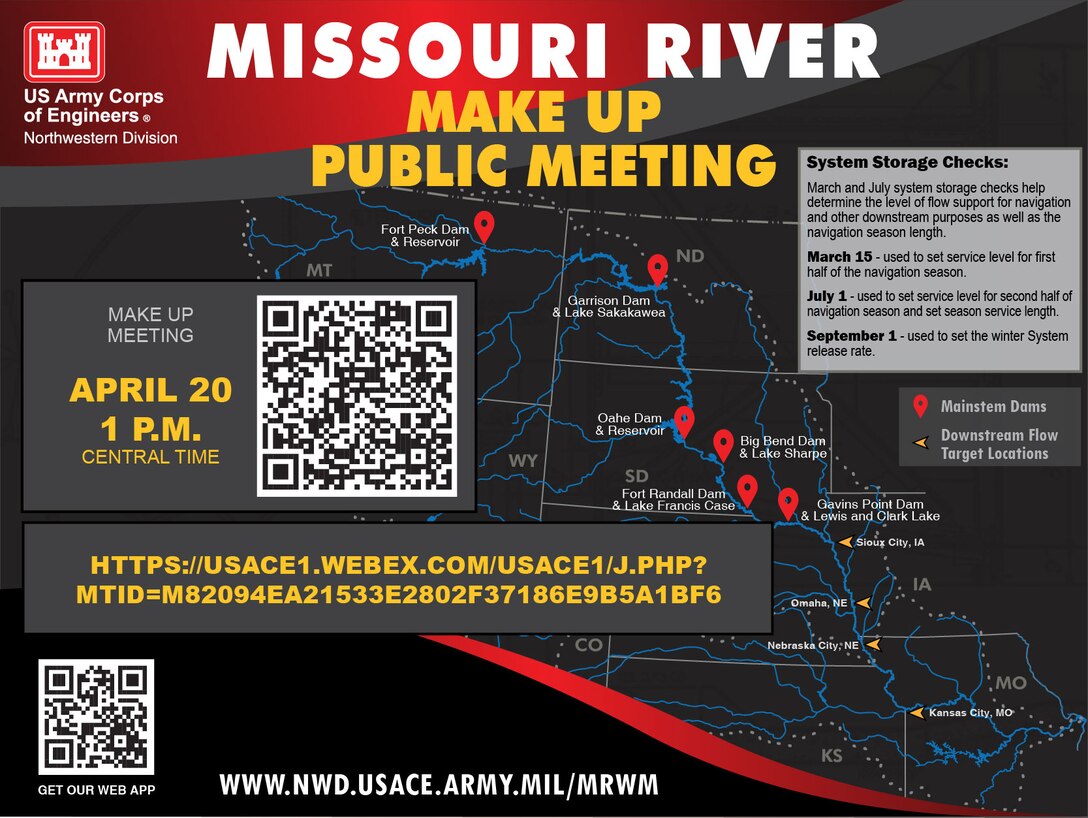 A virtual make up meeting has been scheduled for April 20 at 1 p.m. after two in-person meetings were canceled due to weather on April 4. The virtual meeting can be accessed at the QR code and the url in the graphic.
