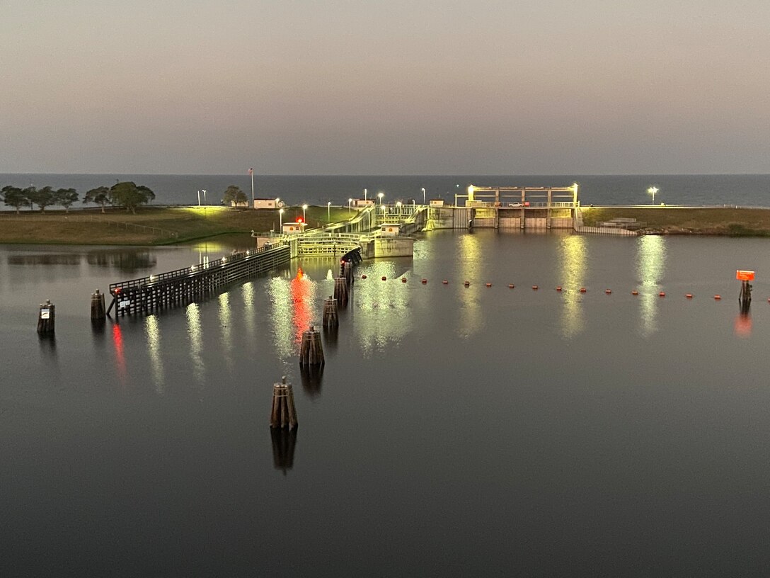 Early morning on Lake Okeechobee as viewed from the Port Mayaca Lock and Dam