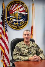 YOKOSUKA, Japan (April 7, 2023) Rear Adm. Pete Garvin, commander, Naval Education and Training Command (NETC), meets with Surface Combat Systems Training Command (SCSTC) Detachment Western Pacific staff during a meeting in the SCSTC conference room onboard Commander, Fleet Activities Yokosuka. NETC’S mission is to recruit, train and deliver those who serve our nation, taking them from street-to-fleet by forging civilians into highly skilled, operational and combat ready warfighters. (U.S. Navy photo by Mass Communication Specialist 1st Class Jamaal Liddell)