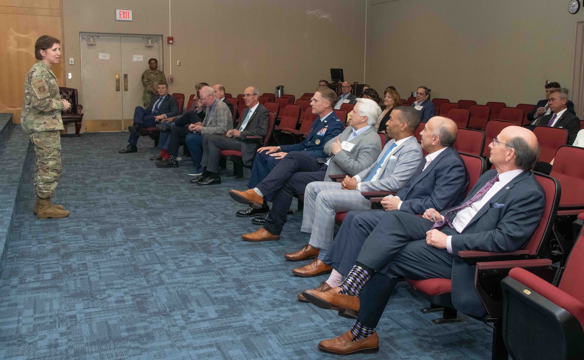 Lt. Gen. Andrea Tullos, Air University commander and president, welcomes mayors from the 10 biggest cities in Alabama to Maxwell AFB to provide a deeper understanding on the university’s impact to the region, state and throughout the Air Force, Apr. 11, 2023. The visit started with an AU mission brief where senior leaders and academic officers highlighted key national security problems sets and how AU postures and flexes to educate international, joint and Air Force students. (U.S. Air Force photo by Sean Ross)

Mayors in attendance: The Alabama Big 10 Mayors include Auburn Mayor Ron Anders, Birmingham Mayor Randall Woodfin, Decatur Mayor Tab Bowling, Dothan Mayor Mark Saliba, Hoover Mayor Frank Brocato, Huntsville Mayor Tommy Battle, Madison Mayor Paul Finley, Mobile Mayor Sandy Stimpson, Montgomery Mayor Steven Reed and Tuscaloosa Mayor Walt Maddox.