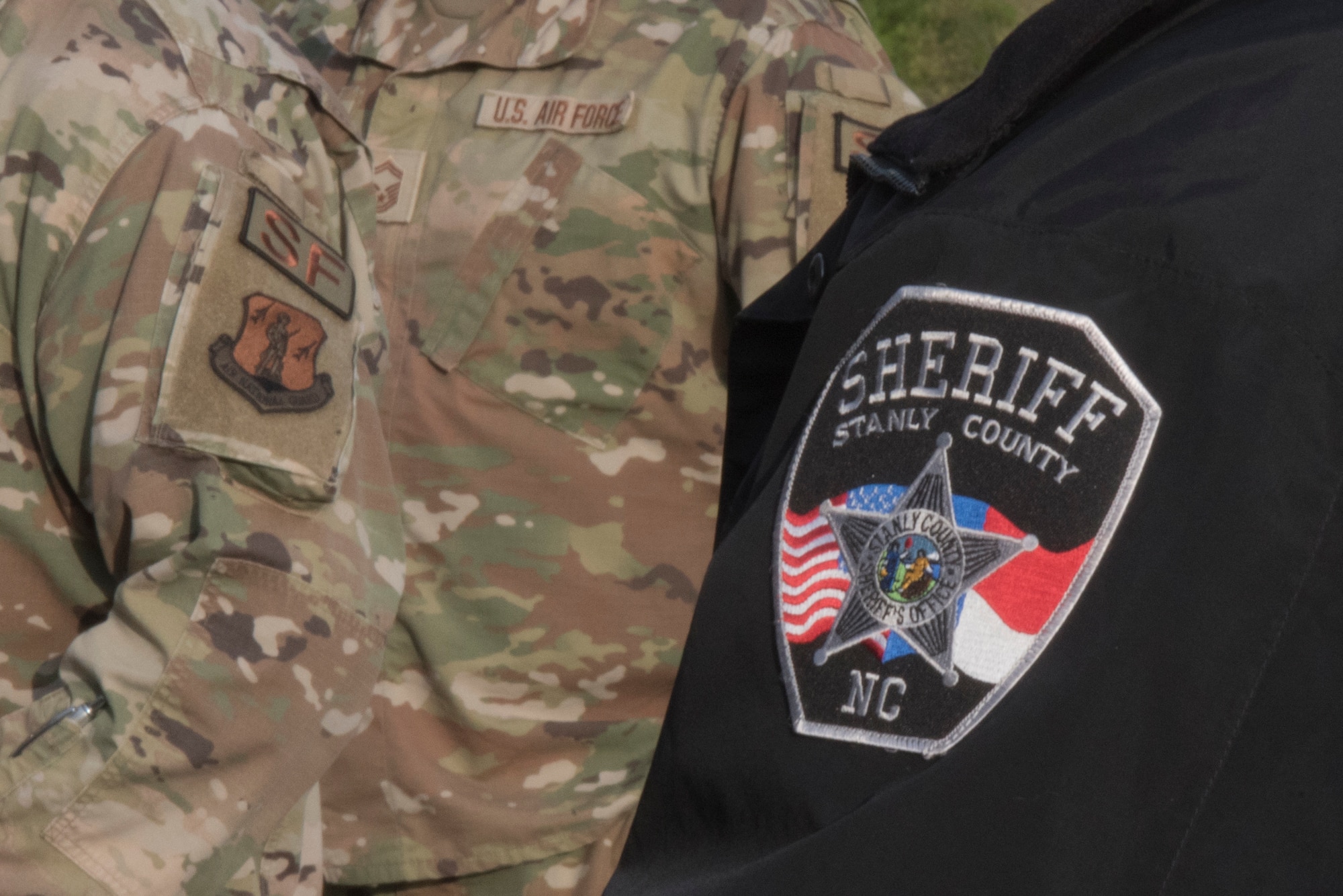 Members of the North Carolina Air National Guard and Stanly County emergency responders prepares for an active-shooter training.