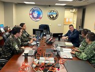 U.S. Army liaison for the Conference of American Armies, meets with Brazilian and Mexican army officers at the U.S. Army South headquarters
