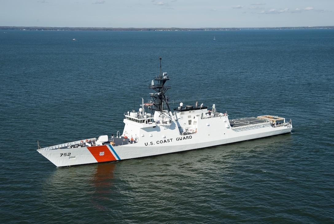 The Coast Guard Cutter Stratton (WMSL 752) transits the Chesapeake Bay, Oct. 31, 2011. U.S. Coast Guard photo by Petty Officer 1st Class Andrew Kendrick.
