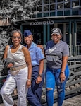 Courtesy photo of Stephanie Essomba after graduating basic military training with her mother and sister. (Courtesy photo)