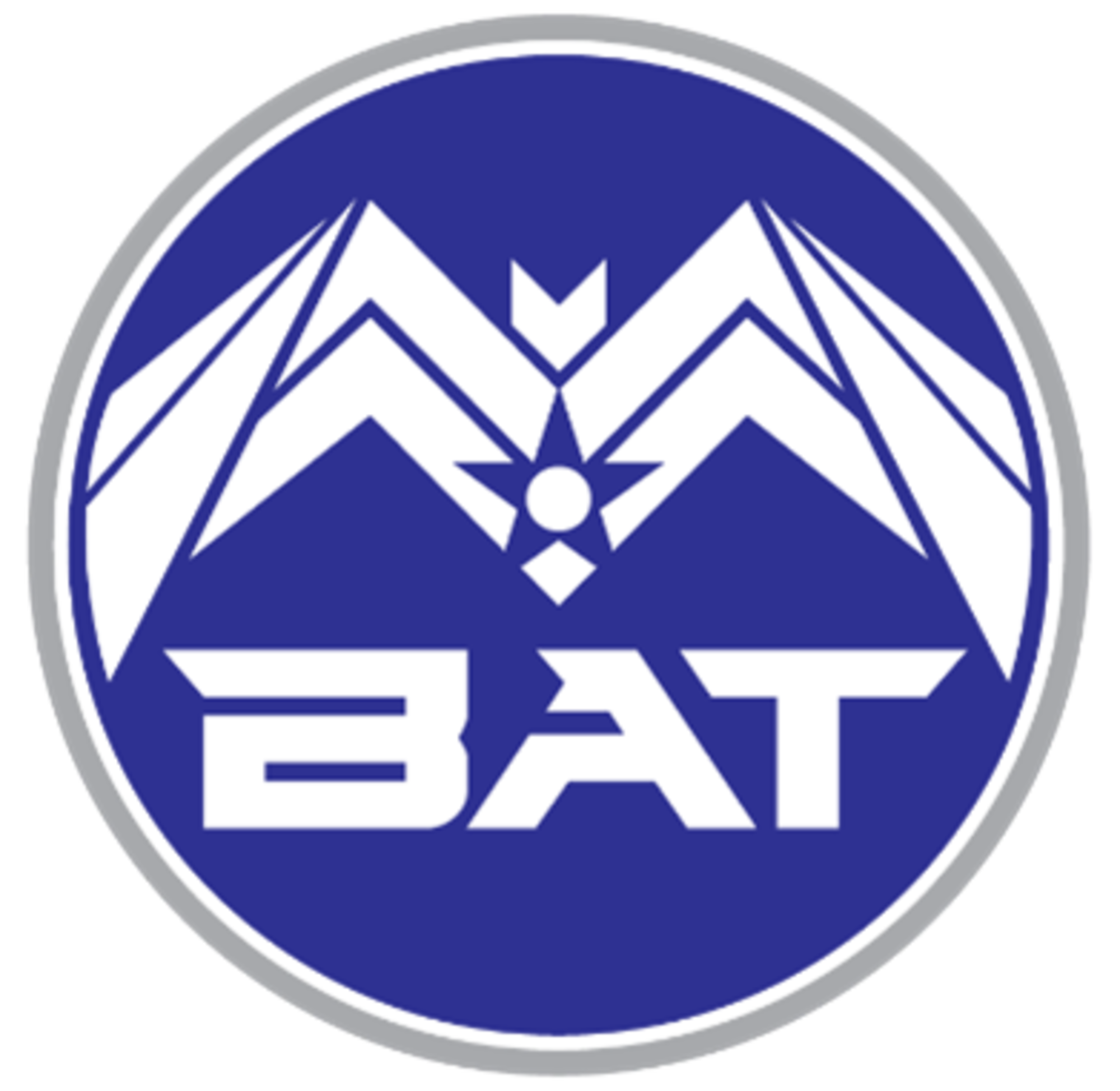 This logo is blue and white in color and is shaped in a circle