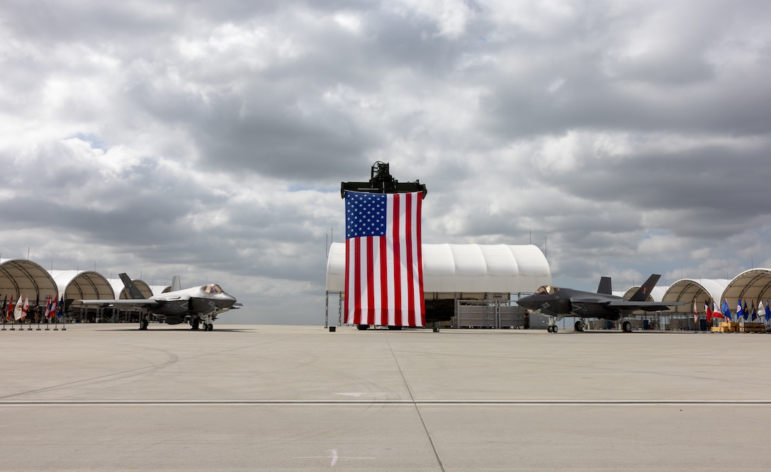 U.S. Marines with Marine Fighter Attack Squadron (VMFA) 311, Marine Aircraft Group 11, 3rd Marine Aircraft Wing (MAW), participate in a reactivation ceremony at Marine Corps Air Station Miramar, California, April 14, 2023. The reactivation and redesignation of VMFA-311 marks the transition for the squadron to the F-35C Lightning II, which brings its unique capabilities to 3rd MAW as a long-range compliment to existing aviation assets. Formerly Marine Attack Squadron (VMA) 311, the Tomcats have made their mark on Marine Corps aviation for decades, and now will continue their legacy. (U.S. Marine Corps photo by Chief Warrant Officer 2 Trent Randolph)