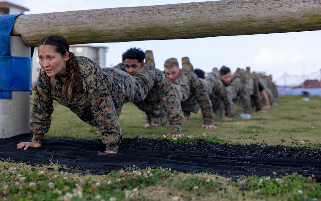 U.S. Marines with the 31st Marine Expeditionary Unit participate in an obstacle course during a Martial Arts Instructor course. The MAI course is designed to develop a Marine’s understanding of combative techniques while enduring both mental and physical stressors to establish a warrior's ethos. The 31st MEU, the Marine Corps’ only continuously forward-deployed MEU, provides a flexible and lethal force ready to perform a wide range of military operations as the premier crisis response force in the Indo-Pacific region. (U.S. Marine Corps photo by Lance Cpl. Manuel Alvarado)