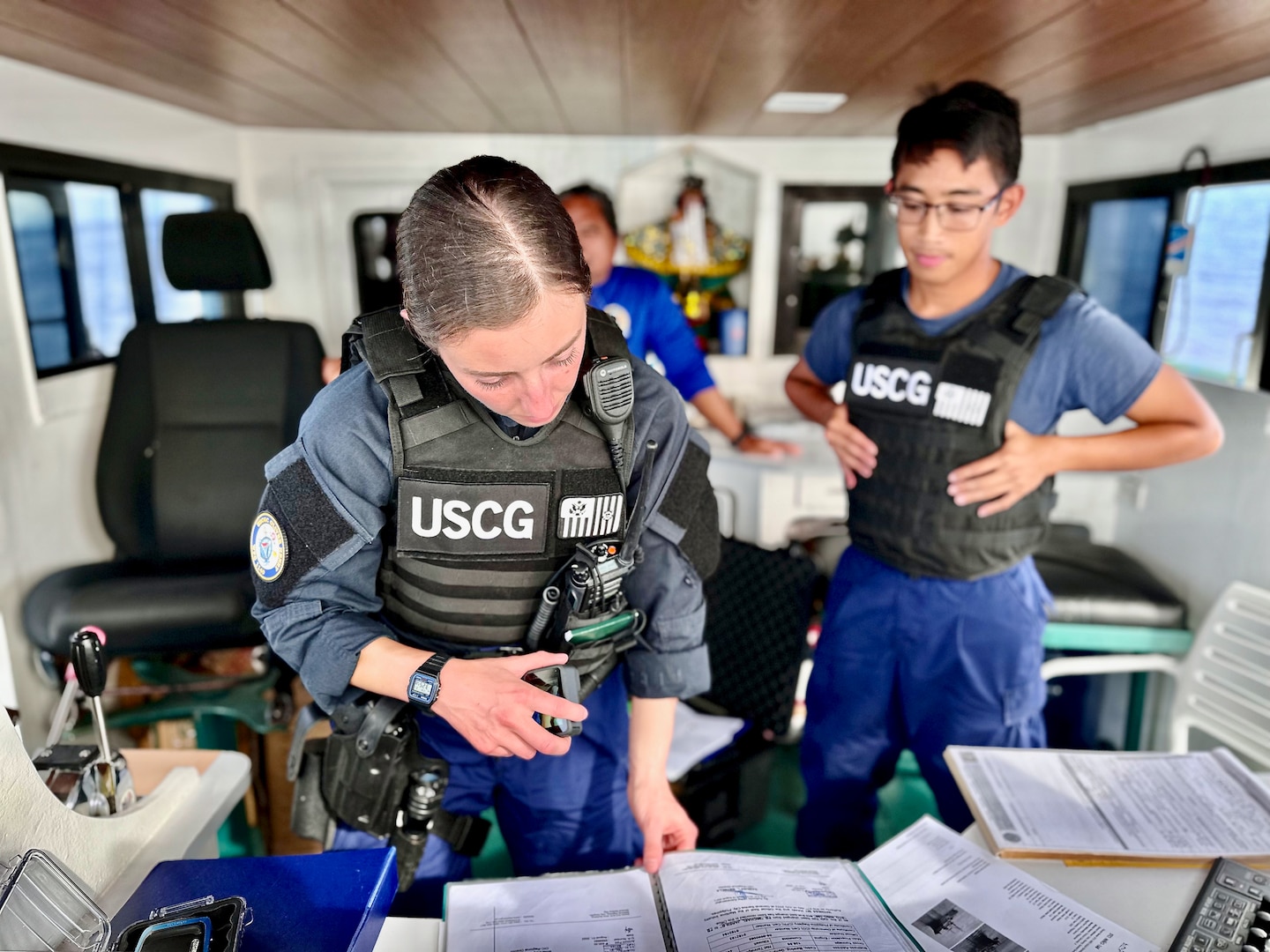 USCGC Oliver Henry boarding team on a foreign fishing vessel