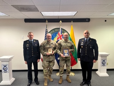 Lithuania air force Capt. Matas Leckas and Capt. Valius Urbonas became the first Lithuanian pilots to graduate from the UH-60M Aviator Qualification Course at the U.S. Army Aviation Center of Excellence during a ceremony at Fort Novosel, Alabama, April 4, 2023.