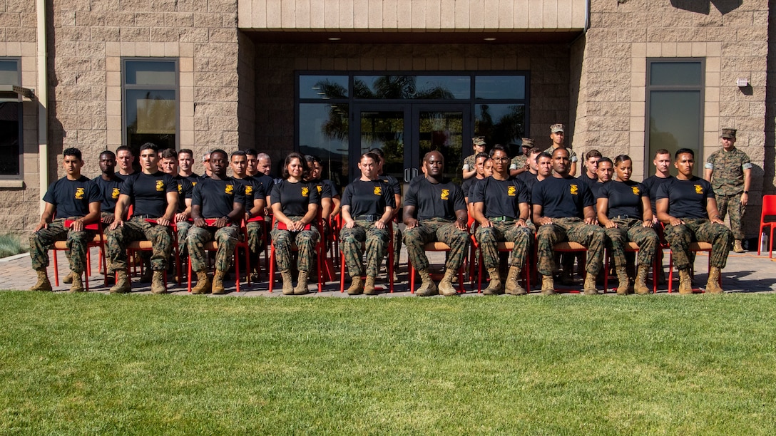 U.S. Marines attend a Force Fitness Instructor course graduation on Camp Pendleton, California, April 15, 2022. Force Fitness Instructors are the commander's subject matter experts in developing fitness training plans that are holistic, progressive, and optimize physical performance tailored to unit missions and individual needs. The intent of the FFI Program is to maximize physical fitness by integrating evidence-based systematic physical training, injury prevention, and nutrition. (U.S. Marine Corps photo by Cpl. Mackenzie Binion)