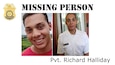 Pvt. Richard Halliday missing person graphic