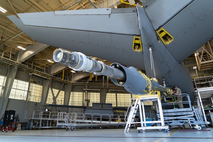 Airmen perform periodic inspection on KC-135