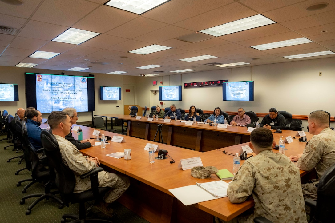 Leaders from across the Marine Corps Air Ground Combat Center meet with Tribal Leaders from the surrounding areas