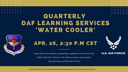 AETC and USAF logos on blue background with gold lettering