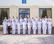 JOINT BASE PEARL HARBOR-HICKAM (April 13, 2023) Attendees of the Submarine Warfare Commanders Conference (SWCC) pose for a group photo on Joint Base Pearl Harbor-Hickam, Hawaii, April 13, 2023. The purpose of SWCC, which was first held in 2018, is to strengthen a free and open Indo-Pacific region through expanded cooperation between submarine force commanders of allies and partners.