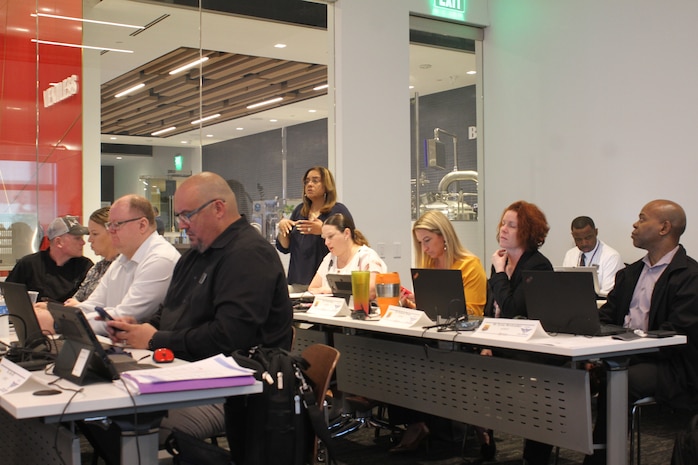 Classroom photo with Cindy Woods speaking