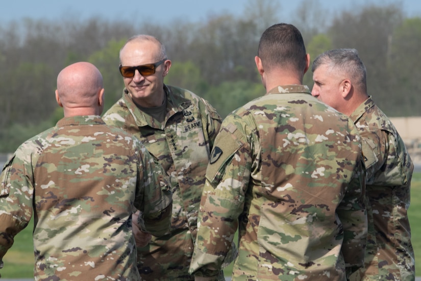 Soldiers greeting each other.