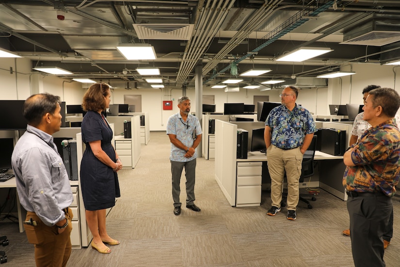 FORT SHAFTER, Hawaii - Hawaii educators explored new opportunities for their students to work with the military in the tech industry during a tour of the Pacific Enterprise Defense (PED) center, April 6, 2023.